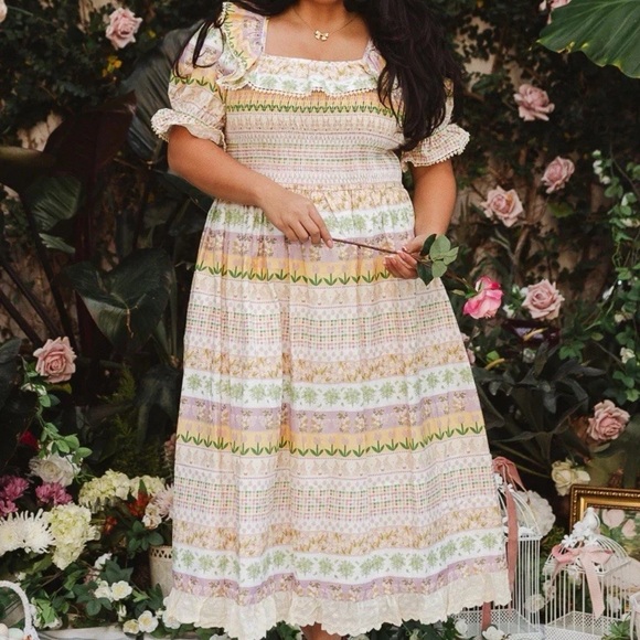 Ivy City Co Women's XXS Boxwood Blossoms Celeste Clark Easter Dress Cottagecore! - Picture 16 of 16